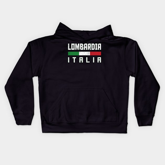 Lombardia Italia / Italy Typography Design Kids Hoodie by DankFutura